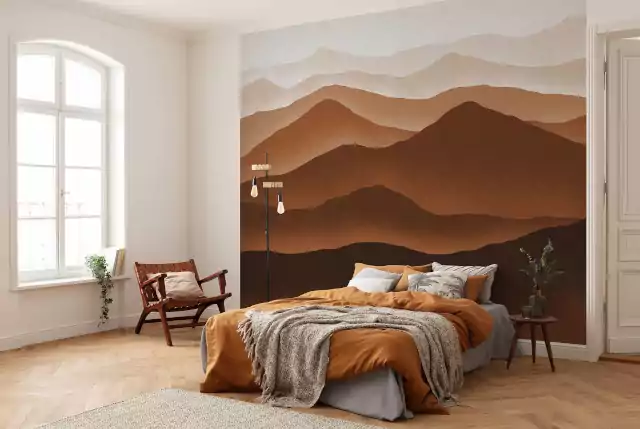 02 fali poszter barna stilizált hegyvonulat mintával