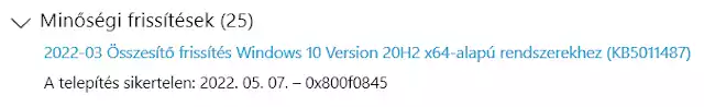 Windows 10 egyéb frissítések