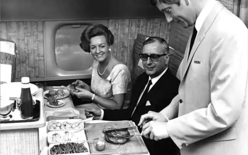 étel, repülőgép, utaskisérő, steward