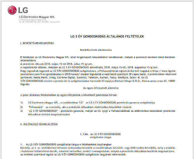 A GVH elfogadta az LG kötelezettségvállalását a fogyasztók tájékoztatására
